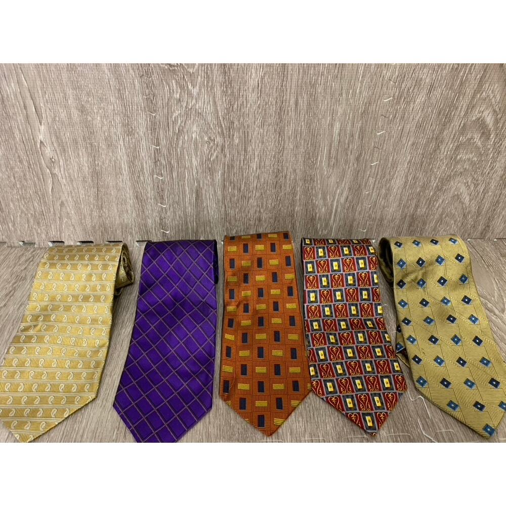 Lot of 5 Jos. A Bank Corporate Collection Silk Ties Geometric Multicolor Men's